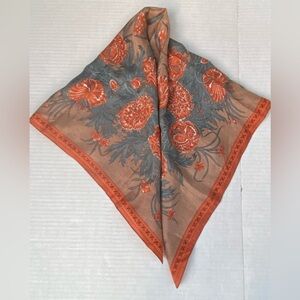 Elaine Gold VTG 100% Silk Floral Hand-rolled Square Scarf